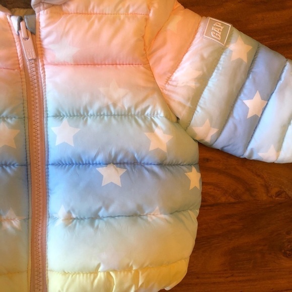 Gap Baby Rainbow & Stars Puffer Coat w/ Bear Ears - Picture 5 of 6